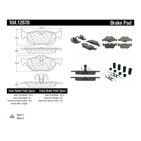 Centric Parts Disc Brake Pad Set, 104.12670 104.12670