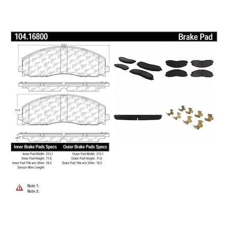 Centric Parts Disc Brake Pad Set, 104.16800 104.16800