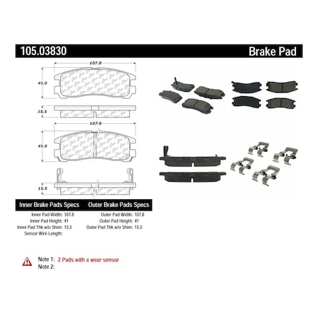 Centric Parts Disc Brake Pad Set, 105.03830 105.03830