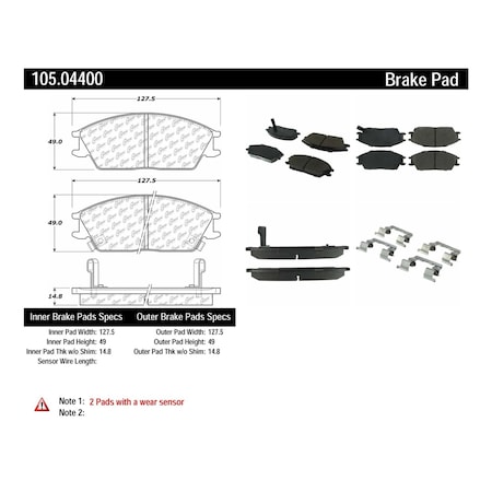 Centric Parts Disc Brake Pad Set, 105.04400 105.04400