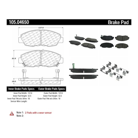Centric Parts Disc Brake Pad Set, 105.04650 105.04650