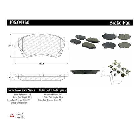 Centric Parts Disc Brake Pad Set, 105.04760 105.04760