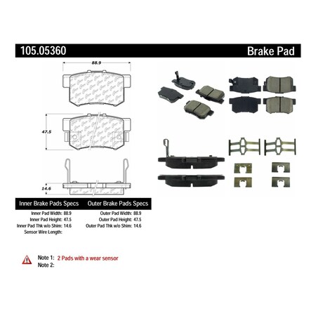 Centric Parts Disc Brake Pad Set, 105.05360 105.05360