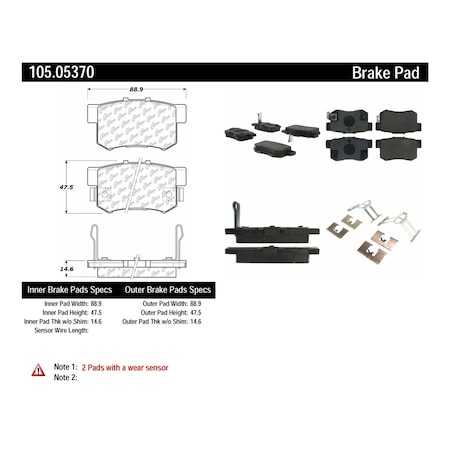 Centric Parts Disc Brake Pad Set, 105.05370 105.05370