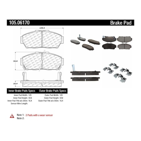 Centric Parts Disc Brake Pad Set, 105.06170 105.06170