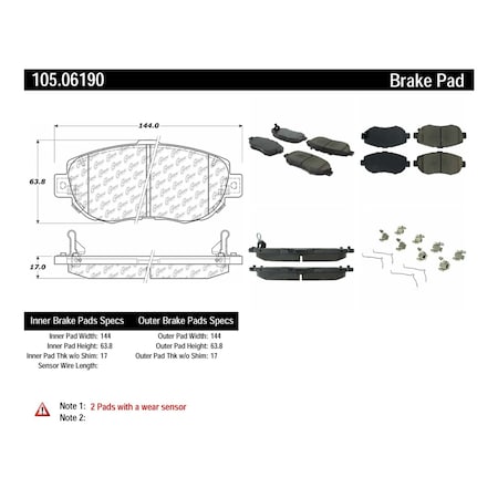 Centric Parts Disc Brake Pad Set, 105.06190 105.06190