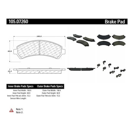 Centric Parts Disc Brake Pad Set, 105.07260 105.07260