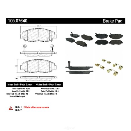 Centric Parts Disc Brake Pad Set, 105.07640 105.07640