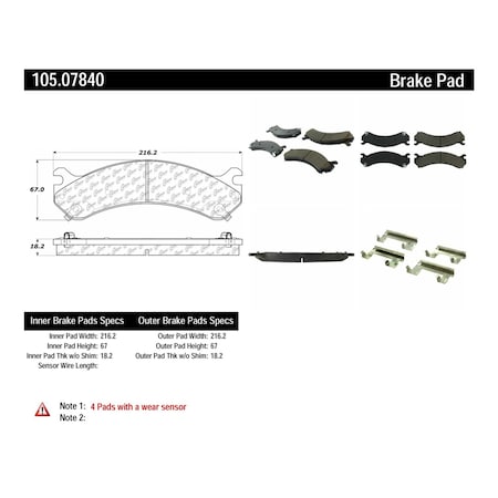 Centric Parts Disc Brake Pad Set, 105.07840 105.07840