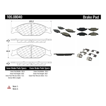 Centric Parts Disc Brake Pad Set 2004 Ford Mustang, 105.08040 105.08040