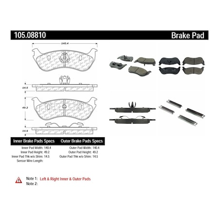 Centric Parts Disc Brake Pad Set 2002-2005 Ford Explorer V6 V8, 105.08810 105.08810