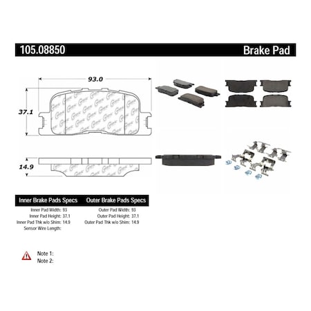 Centric Parts Disc Brake Pad Set, 105.08850 105.08850