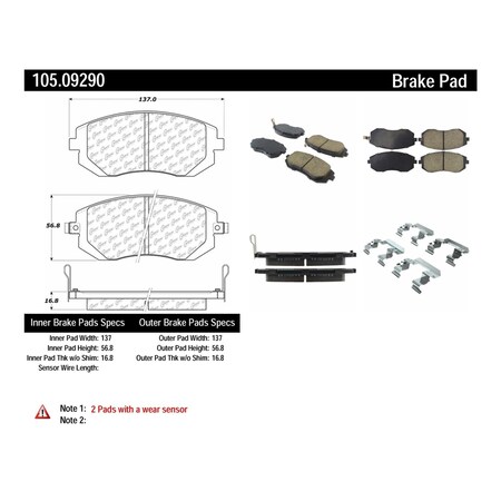 Centric Parts Disc Brake Pad Set, 105.09290 105.09290