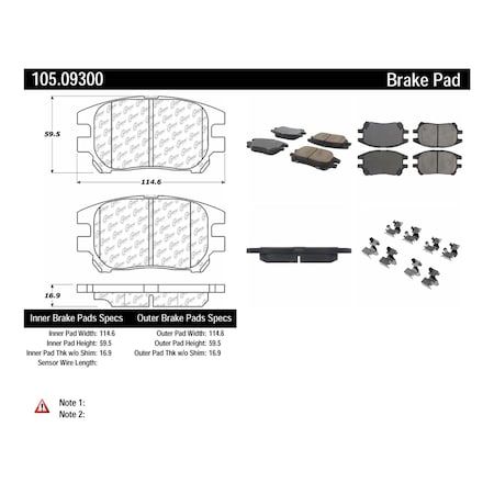 Centric Parts Disc Brake Pad Set 2002-2003 Lexus RX300, 105.09300 105.09300