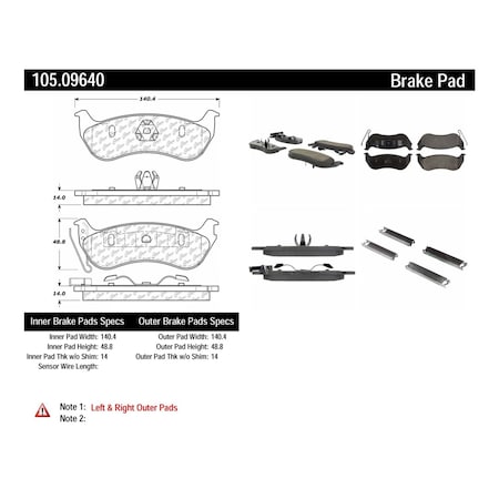 Centric Parts Disc Brake Pad Set, 105.09640, Rear 105.09640