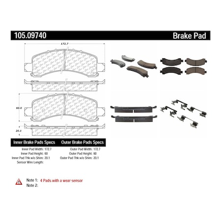 Centric Parts Disc Brake Pad Set, 105.09740, Rear 105.09740