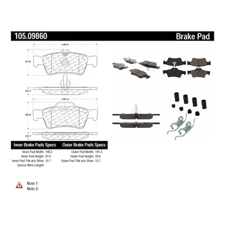 Centric Parts Disc Brake Pad Set, 105.09860, Rear 105.09860