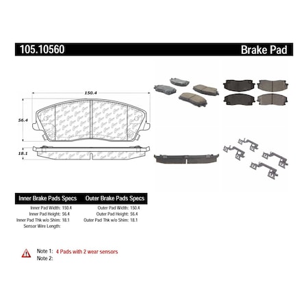 Centric Parts Disc Brake Pad Set, 105.10560 105.10560
