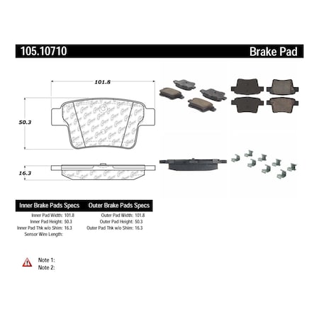 Centric Parts Disc Brake Pad Set, 105.10710 105.10710