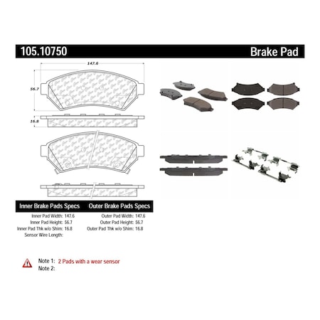Centric Parts Disc Brake Pad Set, 105.10750 105.10750