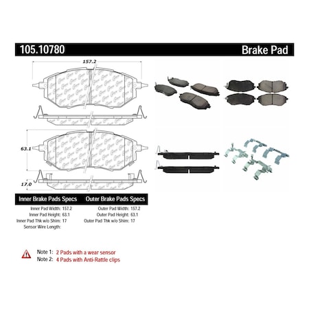 Centric Parts Disc Brake Pad Set, 105.10780 105.10780