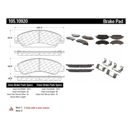 Centric Parts Disc Brake Pad Set, 105.10920 105.10920