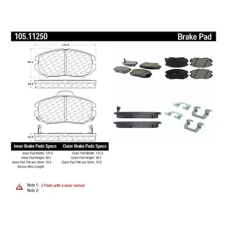 Centric Parts Disc Brake Pad Set, 105.11250 105.11250