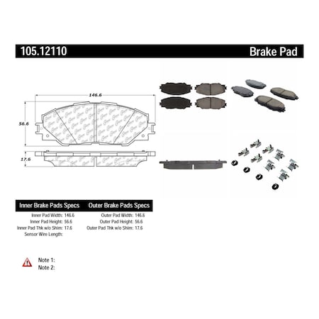 Centric Parts Disc Brake Pad Set, 105.12110 105.12110