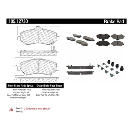 Centric Parts Disc Brake Pad Set, 105.12730 105.12730