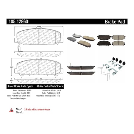 Centric Parts Disc Brake Pad Set, 105.12860 105.12860