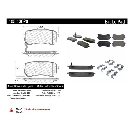Centric Parts Disc Brake Pad Set, 105.13020 105.13020