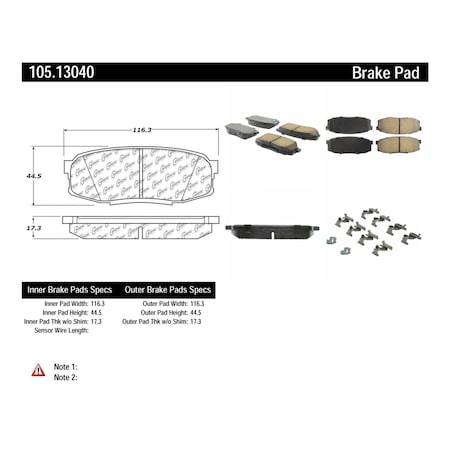 Centric Parts Disc Brake Pad Set, 105.13040 105.13040
