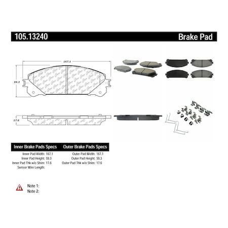 Centric Parts Disc Brake Pad Set, 105.13240 105.13240