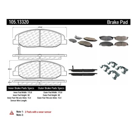 Centric Parts Disc Brake Pad Set, 105.13320 105.13320