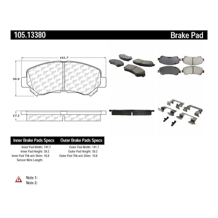 Centric Parts Disc Brake Pad Set, 105.13380 105.13380