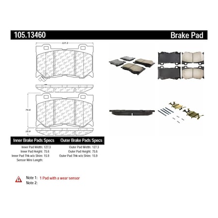 Centric Parts Disc Brake Pad Set, 105.13460 105.13460