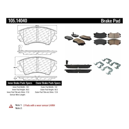 Centric Parts Disc Brake Pad Set, 105.14040 105.14040
