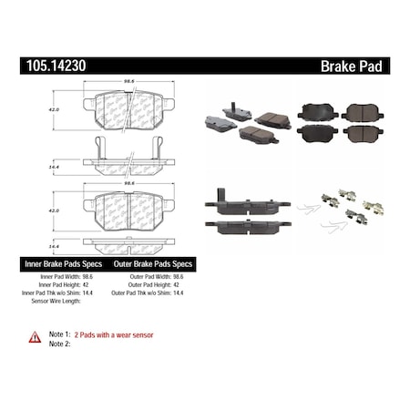 Centric Parts Disc Brake Pad Set, 105.14230 105.14230