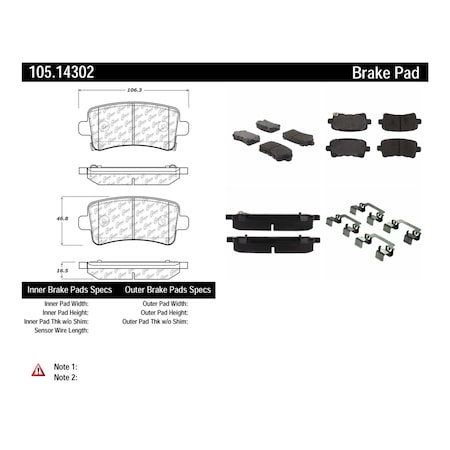 Centric Parts Disc Brake Pad Set, 105.14302 105.14302