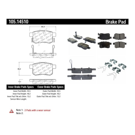Centric Parts Disc Brake Pad Set, 105.14510 105.14510