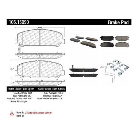Centric Parts Disc Brake Pad Set, 105.15090 105.15090