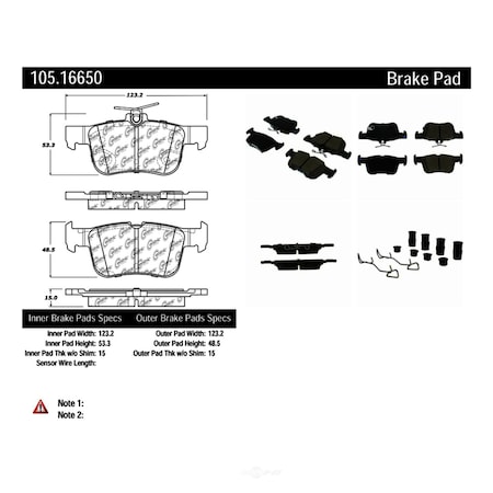 Centric Parts Disc Brake Pad Set, 105.16650 105.16650