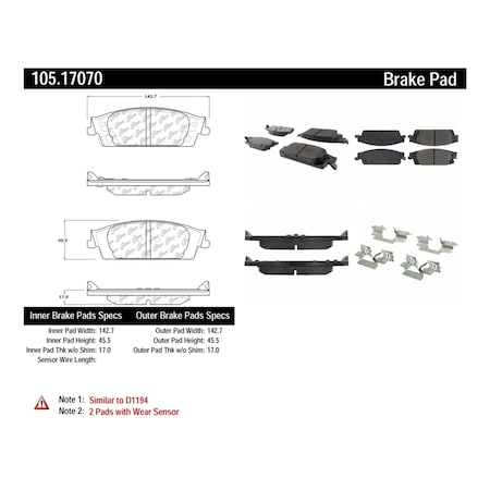 Centric Parts Disc Brake Pad Set, 105.17070 105.17070