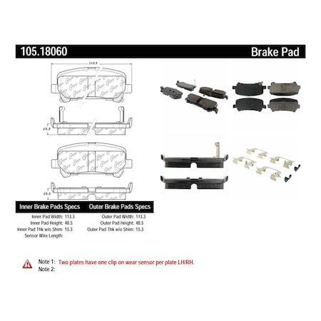 Centric Parts Disc Brake Pad Set, 105.18060 105.18060