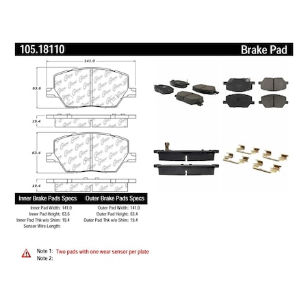 Centric Parts Disc Brake Pad Set, 105.18110 105.18110