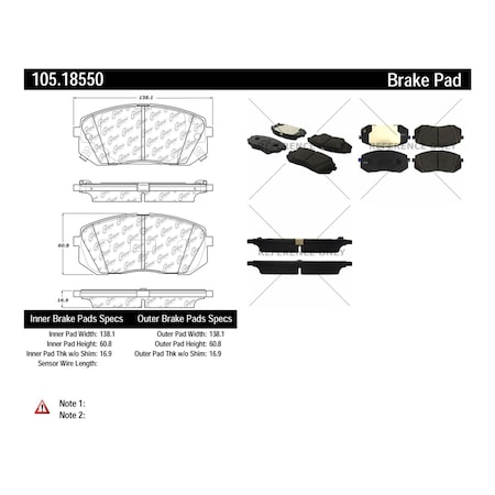 Centric Parts Disc Brake Pad Set, 105.18550 105.18550