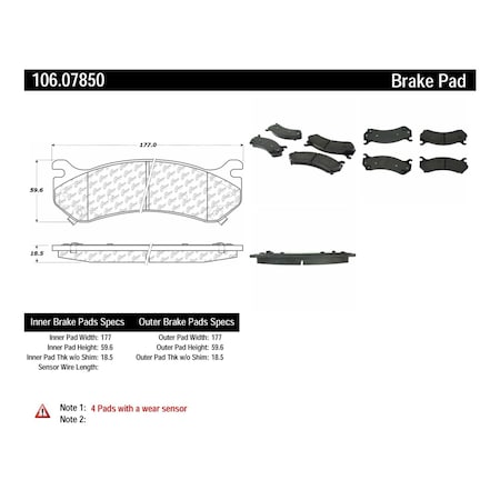 Centric Parts Disc Brake Pad Set, 106.07850 106.07850