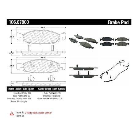 Centric Parts Disc Brake Pad Set 1999-2002 Jeep Grand Cherokee 4.0L 4.7L, 106.07900 106.07900