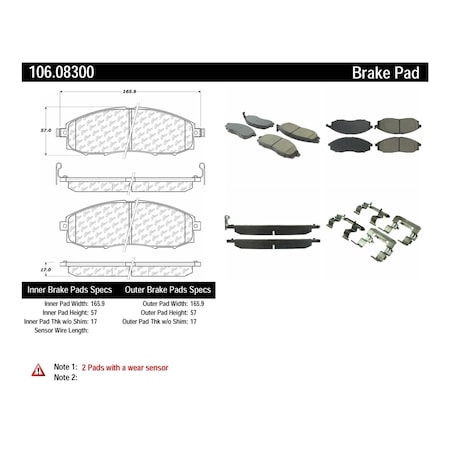 Centric Parts Disc Brake Pad Set, 106.08300 106.08300