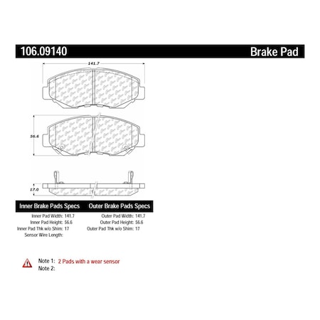 Centric Parts Disc Brake Pad Set, 106.09140 106.09140